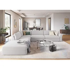 sit&more Ecksofa SIT & MORE "Cadabra L-Form", silber, B:356cm H:80cm T:292cm, Samtoptik (100% Polyester);Soft clean (98% Polyester, 2% Polyamid);Struktur fein (100% Polyester), Sofas, Ecksofa, Breite 356 cm, mit Sitztiefenverstellung