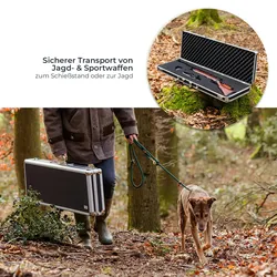 HMF 14404-02 Alu Waffenkoffer für Gewehre mit Rasterschaumstoff, 96 x 36 x 12 cm, Schwarz
