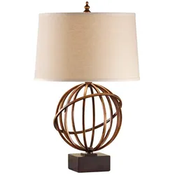 Tischlampe Spencer 1-flammig - Firenze-Gold mit dunkelbraunem Schirm - FE-SPENCER-TL