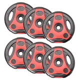 Bad Company K-Grip Hantelscheiben mit Griffen I Kunststoff ummantelte Gewichte 30/31 mm I 6 x 5 kg (schwarz/rot)