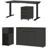 Germania Büromöbel-Set Mailand, (4-tlg), inkl. Schreibtisch, Rollcontainer, Raumteiler und Sideboard grau