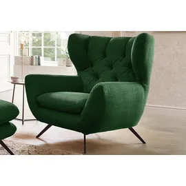KAWOLA Hochlehnsessel CHARME Cord 100 x 106 x 95 cm Smaragd mit Kissen