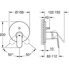 Grohe Eurosmart Cosmopolitan Einhand-Wannenbatterie, Fertigmontageset 24045000