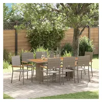 vidaXL Garten Essgruppe 9-tlg. Grau