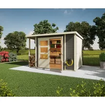 Karibu Gartenhaus Pultdach 3,03 x 1,87 m Terragrau