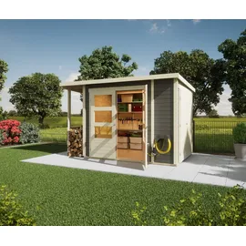 Karibu Gartenhaus Pultdach 3,03 x 1,87 m Terragrau