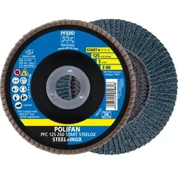 POLIFAN Fächerscheibe PFC 125x22,23 mm konisch Z60 Startlinie START STEELOX Stahl/Edelstahl