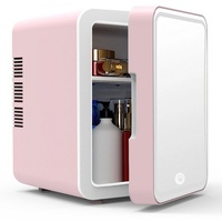 Welikera Schminkschrank Mini Kosmetik Kühlschrank,4L Tragbarer Autokühlschrank mit LED-Licht rosa