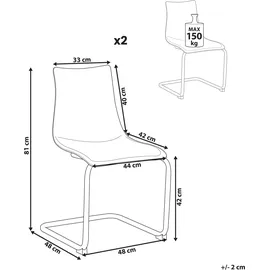 Beliani Esszimmerstuhl 2er Set Cremeweiß