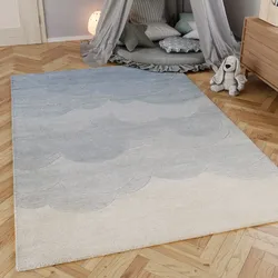 SMART KIDS Kinderteppich »Mika«, rechteckig, 1,2 mm Höhe, aus Naturfasern, dezentes Wolken-Motiv, pastellfarben, Kinderzimmer SMART KIDS blau B: 160 cm   1 St.