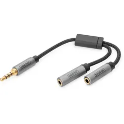 DIGITUS Audio Headset Adapter, 3,5 mm Klinke auf 2x 3,5 mm Buchse