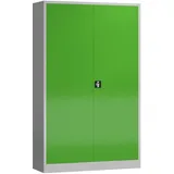 Metallschrank abschließbar Flügeltürenschrank 1945 x 1200 x 600 mm lichtgrau/gelbgrün X-530385