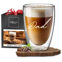 ElbFuchs® Doppelwandiges Latte Macchiato Glas | DAD | 1x 350ml [GESCHENKIDEE FÜR PAPA] Ideales Geburtstagsgeschenk für Väter oder werdende Papas | Glas mit Gravur zum Vatertag