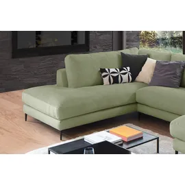KAWOLA Sofa CARA Wohnlandschaft U-Form Cord olivgrün Longchair rechts