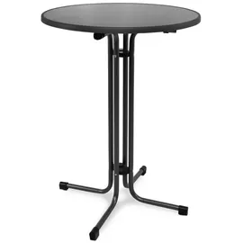 Beautissu Stehtisch Schwarz Metall, Rund, 80x110x80 cm, – Kratzfest Stabil Wetterbeständig – Stehtische