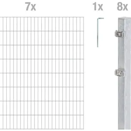 GAH Alberts Alberts Doppelstabmattenzaun als 16 tlg. Zaun-Komplettset | verschiedene Längen und Höhen | feuerverzinkt | Höhe 160 cm Länge 14 m