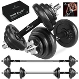 Amonax 20KG Verstellbare Hanteln, Hantelset, Kurzhanteln Gewichte Dumbbells Langhantelstange, Gusseisen Weight 10 kg 2er Set männer Frauen, langhanteln Krafttrainingsgeräte für zuhause Gym fitness