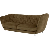 Big-Sofa LEONIQUE "Retro" Sofas Gr. B/H/T: 256 cm x 85 cm x 115 cm, Chenille, Hohe Armlehne rechts, braun (bronzo) XXL Sofas