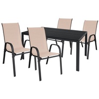 Mojawo Essgruppe Gartengarnitur Sitzgarnitur 5-teilig 180x90cm Aluminium / Non-Wood