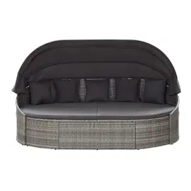 vidaXL Polyrattan Outdoor Sonneninsel mit Dach grau