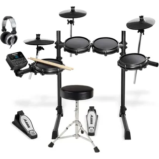 Alesis Turbo Mesh Kit Set (Siebenteiliges E-Drum Kit mit Mesh Heads & Drum Modul im Set inkl. Drumhocker & DJ-Kopfhörer) Schwarz