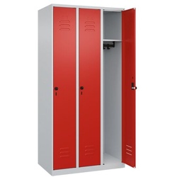 CP Spind »Classic PLUS Korpus lichtgrau« 3x1 Fächer rot, 90x185x50 cm