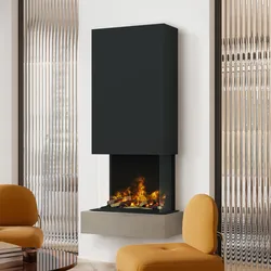 muenkel design Sona [Elektrokamin Opti-myst]: Concrete (Betonoptik) - Haube schwarz-grau - Mit Heizung