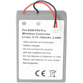 AccuCell Akku passend für Sony PS4 Pro Wireless-Controller Li-Ion Akku mit neuem Stecker 3,7V, 700mAh, 2,6Wh