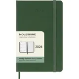 Moleskine 12 Monate Wochen Notizkalender 2026, Pocket/A6, 1 Wo = 1 Seite, rechts linierte Seite, Fester Einband, Myrtengrün