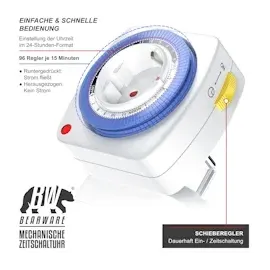 Bearware 24h Zeitschaltuhr 15 min. Zeitintervalle Kinderschutzsicherung