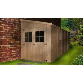 TIMBELA Anbau-Gartenhaus M341A 4,93 x 2,04 m Beige
