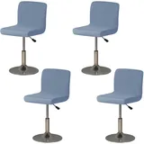 4 Stück Waschbarer Bar Stuhlhussen, Stuhlhussen Mit Rückenlehnenbezug, Barhocker Bezüge Für Kurzen,Bezüge Barstuhlbezug, Unsichtbares Elastisches Banddesign An Der Unterseite, Rutschfest (Grau blau)
