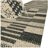 ANRO Küchenläufer Hochwertig GreenLine Flurläufer Teppichläufer Textil, Eckig, Bodenläufer 240x52cm Barcode Patchwork Dunkel pflegeleicht schwarz 52 cm x 240 cm