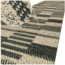 ANRO Küchenläufer Hochwertig GreenLine Flurläufer Teppichläufer Textil, Eckig, Bodenläufer 240x52cm Barcode Patchwork Dunkel pflegeleicht schwarz 52 cm x 240 cm
