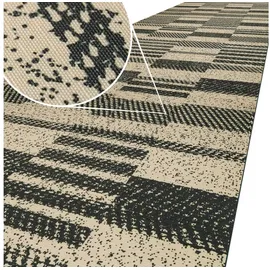 ANRO Küchenläufer Hochwertig GreenLine Flurläufer Teppichläufer Textil, Eckig, Bodenläufer 240x52cm Barcode Patchwork Dunkel pflegeleicht schwarz 52 cm x 240 cm