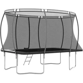 vidaXL Trampolin-Set Rechteckig 335 x 244 cm inkl Sicherheitsnetz und Leiter schwarz/grau