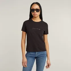 G-STAR T-Shirt »G-Script Shiny R«, mit Ton-in-Ton Schriftzug, Gr. XL, dk black, , 72601506-XL