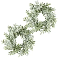 Kunstkranz CREATIV GREEN "Taxus-Kranz", grün, Ø:28cm, Kunststoff, Kunstpflanzen, mit Frost-Optik