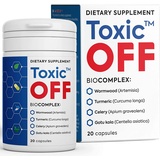 Toxic Off Detox Kräuterergänzung, 20 diätetische Kapseln – Whole Body Flush – Natürlich, gentechnikfrei, rein vegan Darmgesundheit Reset Support Vitamine mit Kurkuma, Sellerie, Gotu Kola 1 Pack