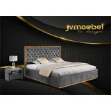 JVmoebel Schlafzimmer-Set Elegantes Schlafzimmermöbel in Weiß mit Nachttischen und Bett, (3-tlg., 3-teilig), Made in Europa grau