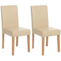 Mendler 2er-Set Esszimmerstuhl Stuhl Küchenstuhl Littau ~ Kunstleder, creme,