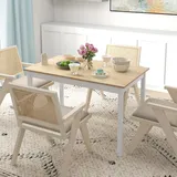 HOMCOM Esstisch, 120 x 75 cm Küchentisch mit Landhaus-Stil für 4 Personen, Natur