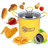 Topyond 3 L Frittiertopf Friteuse aus Edelstahl, Mini Fritteuse Mit Öl, Tiefe Ölfritteuse Im Japanischen Stil,Kochtopf mit Frittierkorb und Deckel,Kleine Fritteuse Topf für Induktionskochfeld