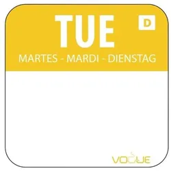 HYGIPLAS Vogue Selbstauflösende Lebensmittelrotationsetiketten Dienstag (1000 Stück)