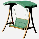 ASS Altenburger ALEOS Design Hollywoodschaukel Gartenschaukel Schaukelbank Rio aus Holz Lärche mit Dach und Polsterauflage grün
