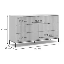 Vicco Eliza 140 x 81 x 42 cm Grau