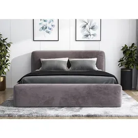 mebloland Polsterbett LUMO 140 x 200 mit Matratze und Bettkasten. Farbe: Grau - Grau