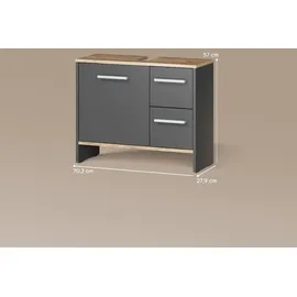 livinity® Waschbeckenunterschrank Amalfi 2 Schubladen 70,2 x 57 x 27,9 cm Grau