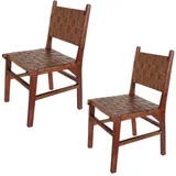 Casa Moro Esszimmerstuhl Essstuhl Leder Stuhl, Esszimmerstühle Holz Walnuss Braun (moderner Vollholz Lederstuhl in Braun), 1 Lederstuhl auch 2er, 4er & 6er Set Esszimmer Stühle braun