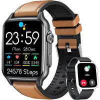 Smartwatch Herren Uhr Fitnessuhr Armbanduhr: 2,0" Touchscreen mit Telefonfunktion Blutdruck Schrittzähler Wasserdicht Herzfrequenz fur Android IOS